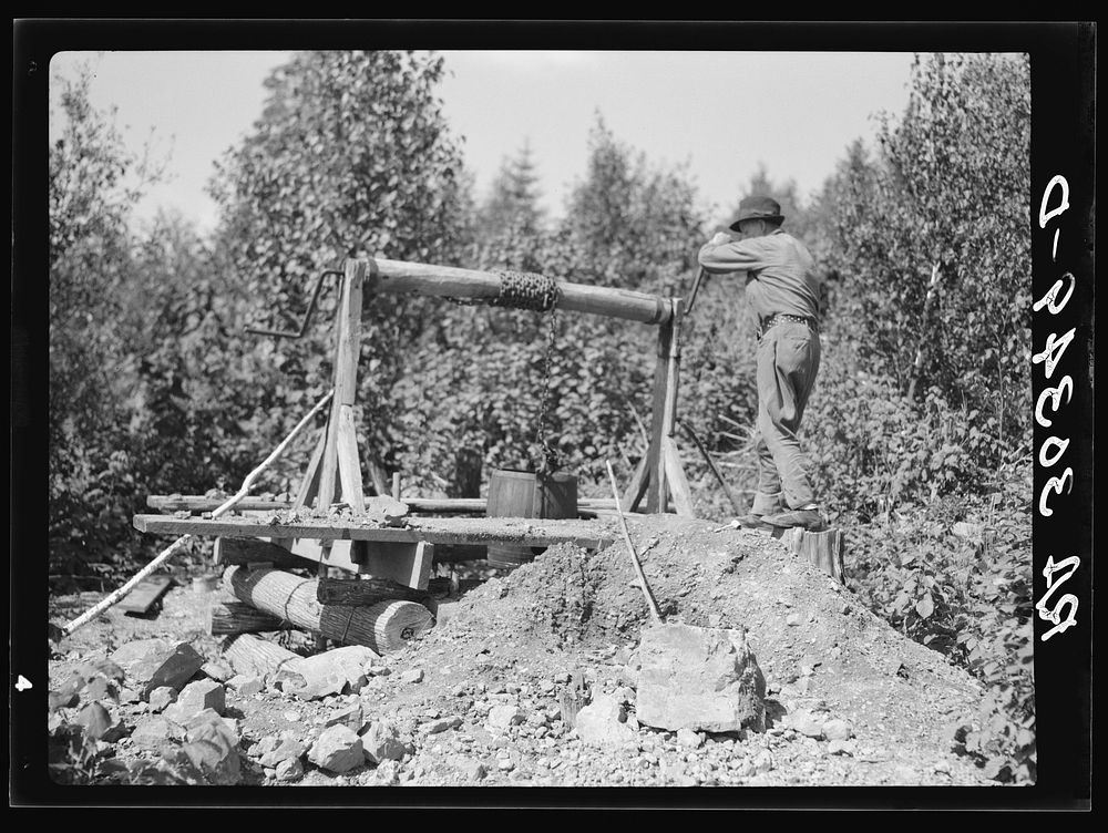 Old miner his homemade windlass Free Photo rawpixel