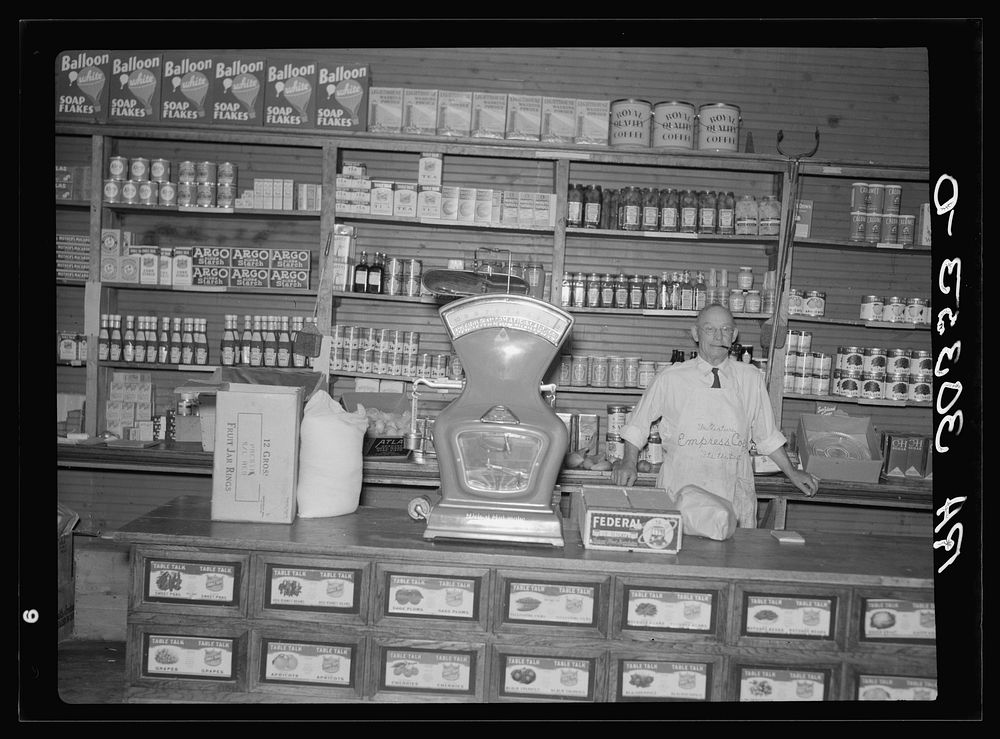 Interior of store. Section 30 near Winton, Minnesota by Russell Lee