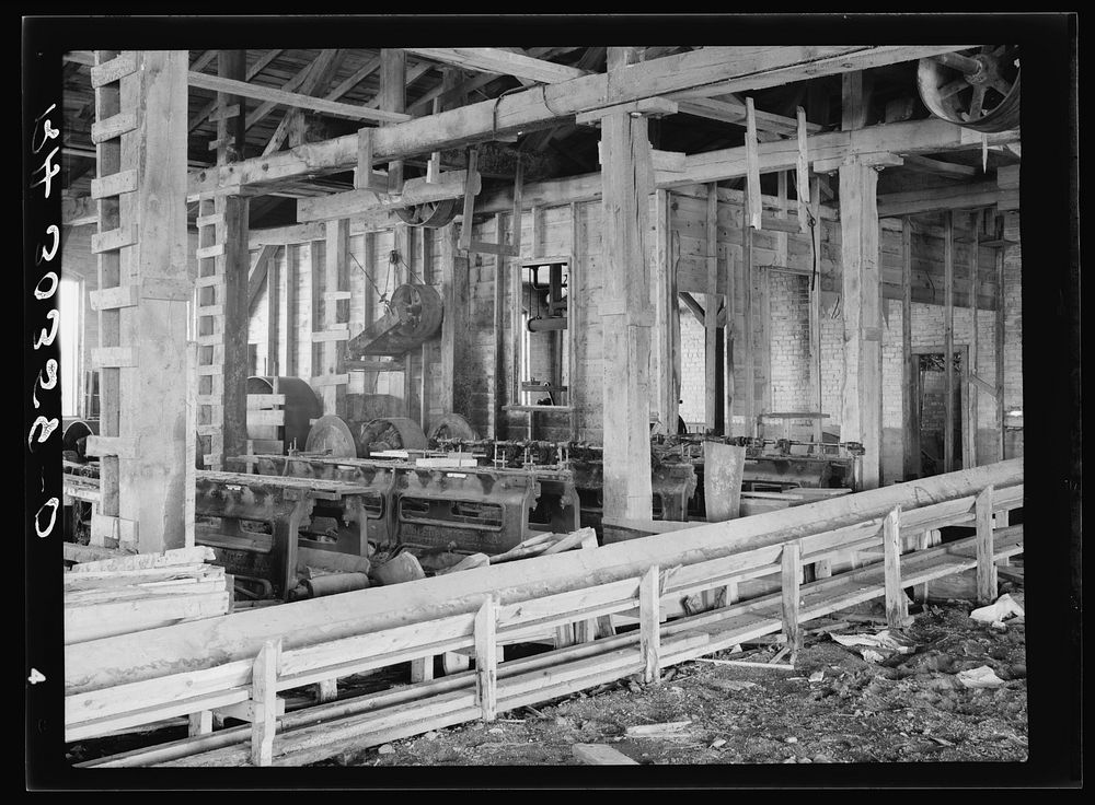 Machinery in abadoned excelsior mill. Ericsburg, Minnesota by Russell Lee