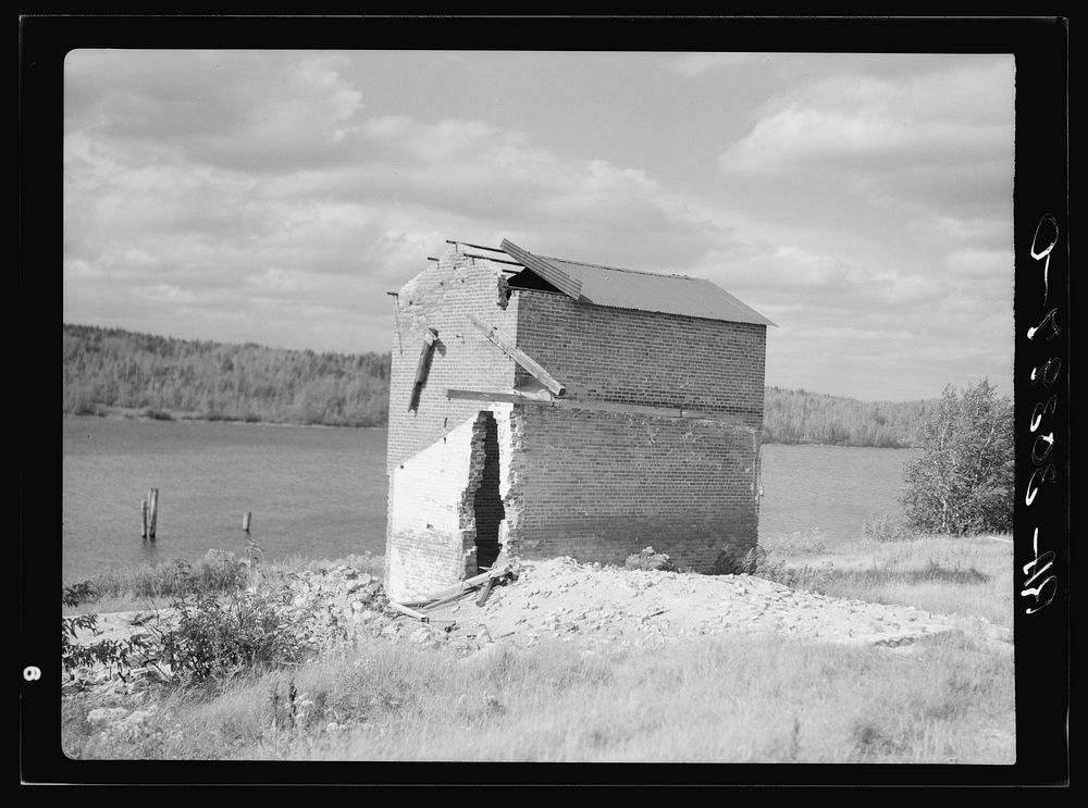 [Untitled photo, possibly related to: Remains of engine house of sawmill enterprise. "Bust" town of Winton, Minnesota] by…