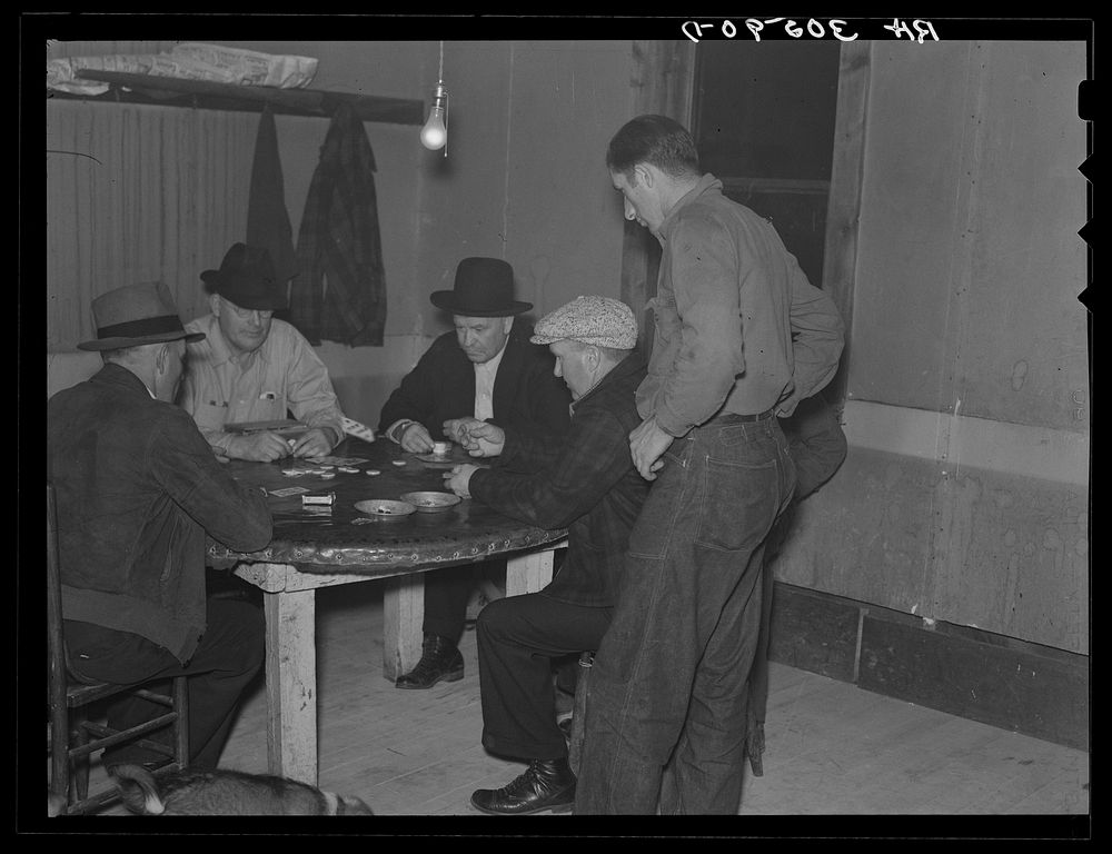 Card game in a saloon. Craigville, Minnesota by Russell Lee