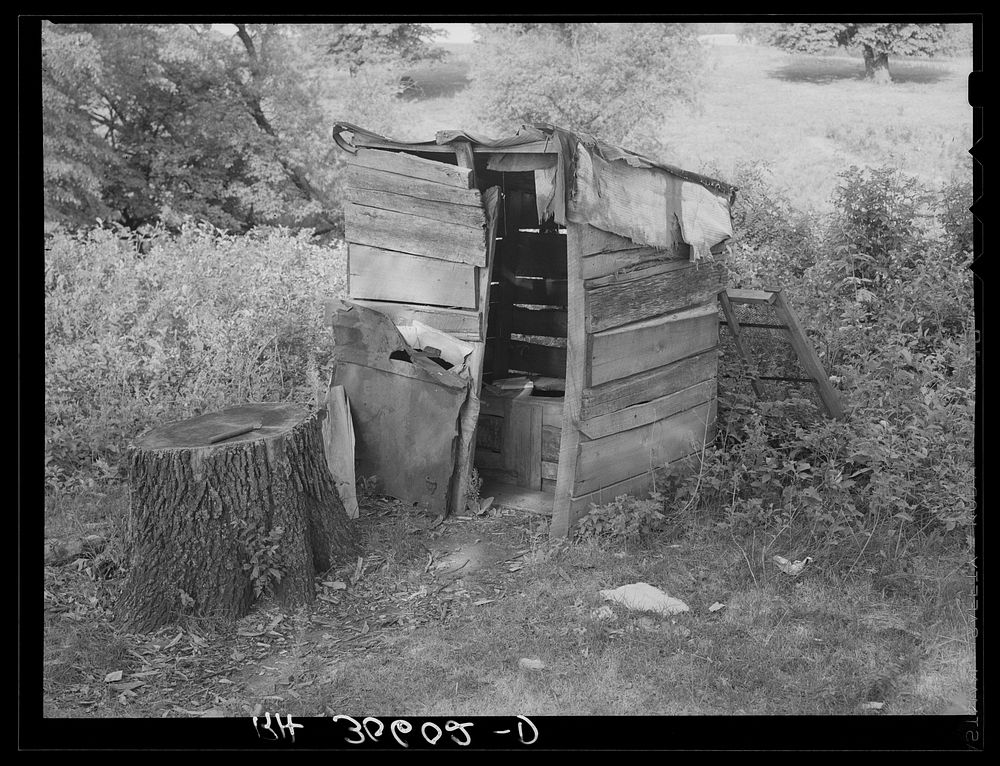 Privy of Mexican beet worker's family near Chaska, Minnesota by Russell Lee
