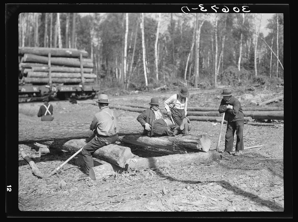 Lumberjacks resting. Camp near Effie, Minnesota by Russell Lee