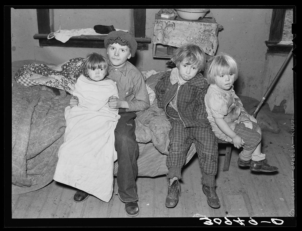 Children of the drought area in farm home of aunt. Sheridan County, Montana by Russell Lee