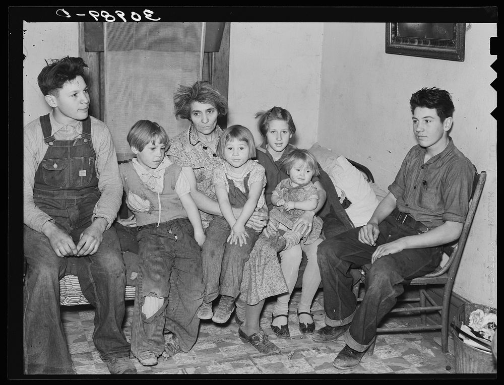 Family of John Baker, farmer. Divide County, North Dakota by Russell Lee