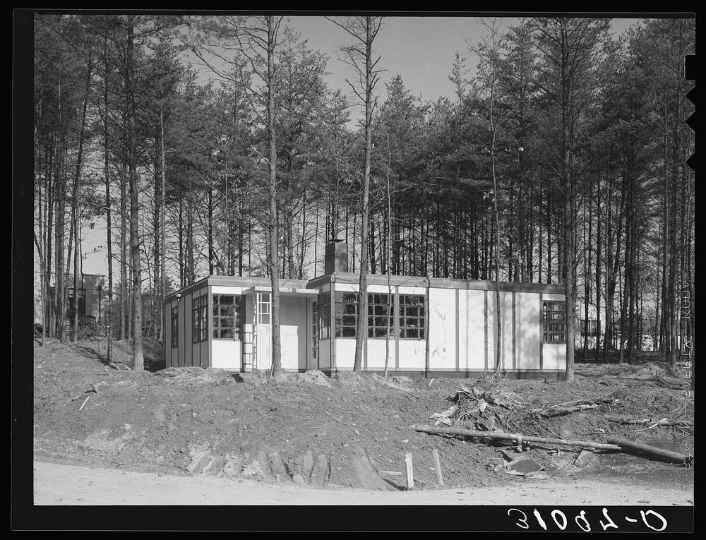 Pre-fabricated house at Greenbelt, Maryland by Russell Lee