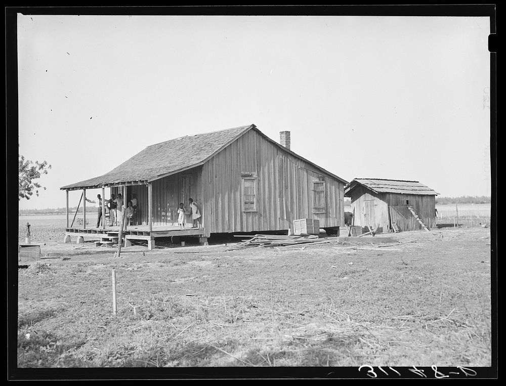  sharecropper's shack near La Forge, Missouri by Russell Lee