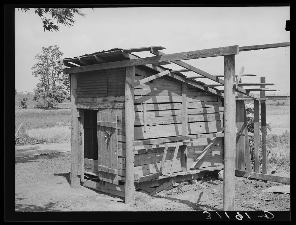 Shed used by former sharecropper. Southeast Missouri Farms by Russell Lee