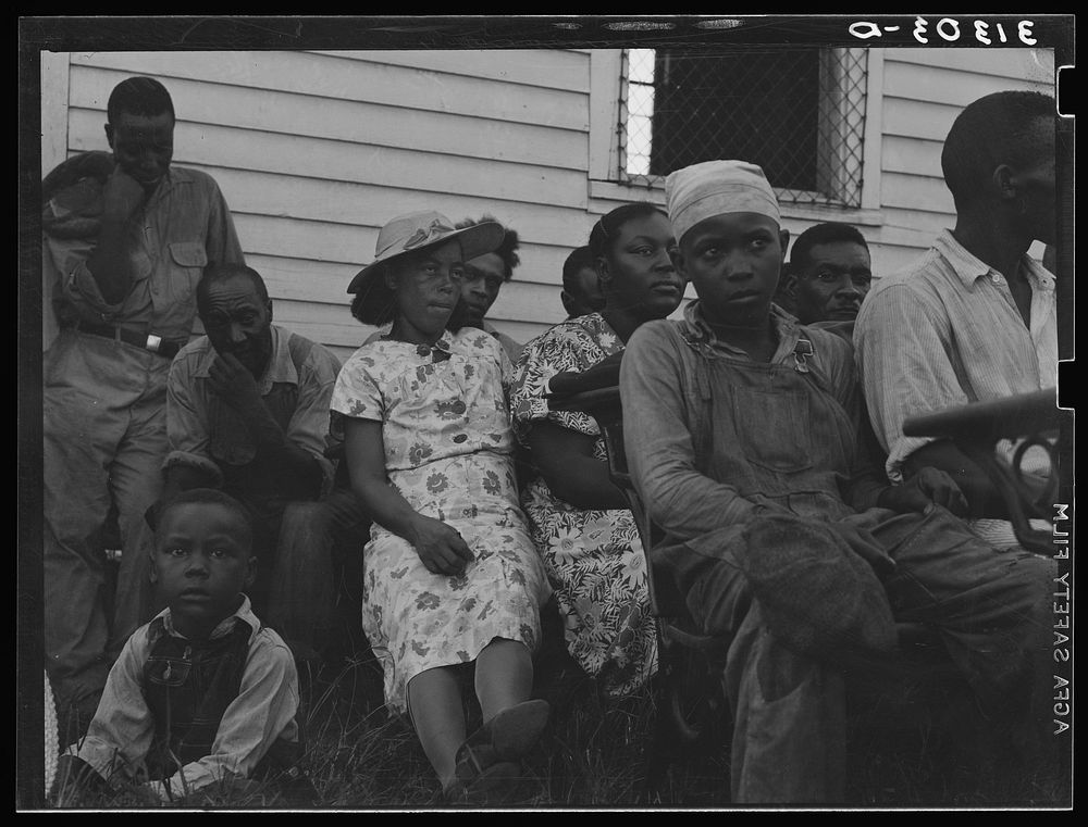 [Untitled photo, possibly related to: Group of African American assembled for meeting to receive advice concerning public…