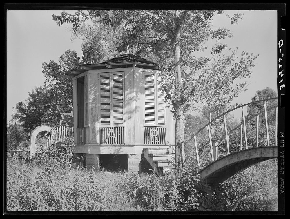 [Untitled photo, possibly related to: Chapel and shrine on small island in Bayou Teche near Adeline, Louisiana] by Russell…