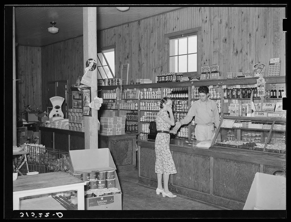 General store. Lake Dick Project, Arkansas by Russell Lee