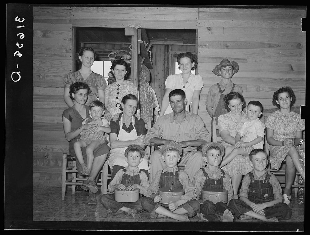 Large Cajun family on farm south of Crowley, Louisiana by Russell Lee