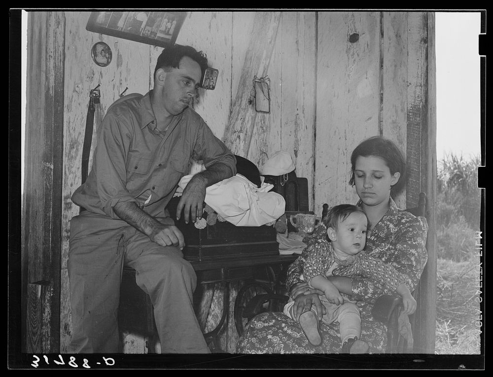 [Untitled photo, possibly related to: Cajun day laborer, wife and child living near New Iberia, Louisiana] by Russell Lee