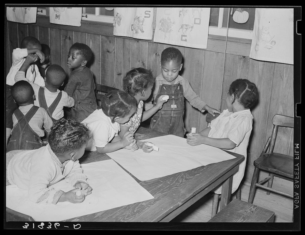 Children playing in nursery school. Lakeview Project, Arkansas by Russell Lee