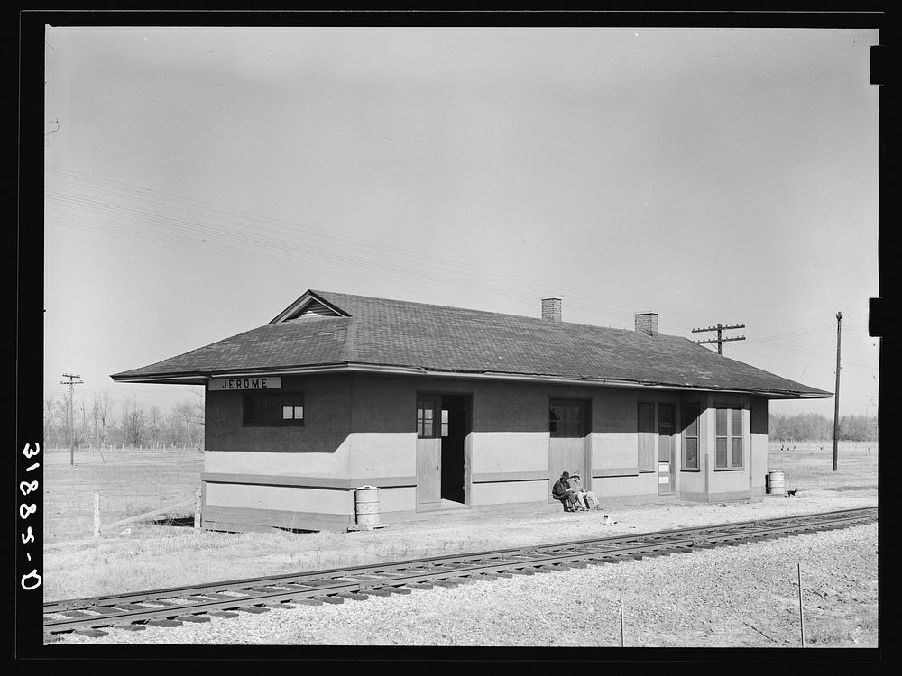 Railroad station. Jerome, Arkansas by Russell Lee