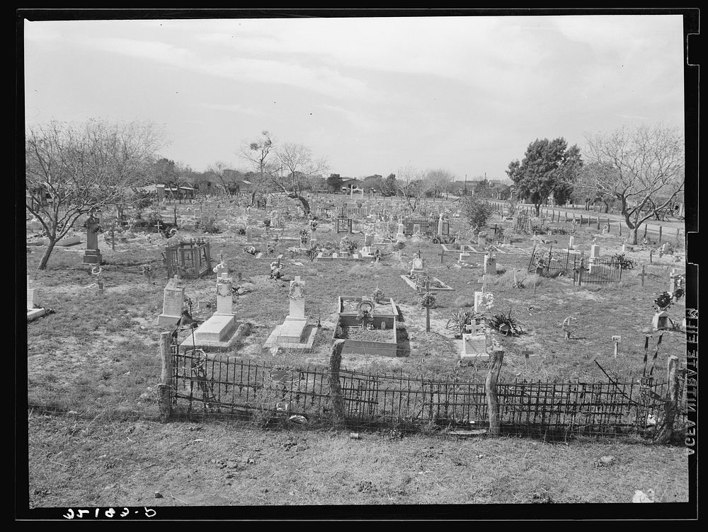 General view of Mexican cemetery. Raymondville, Texas by Russell Lee