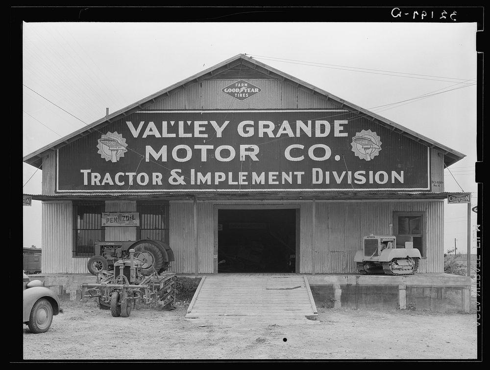 Tractor store. Harlingen, Texas by Russell Lee