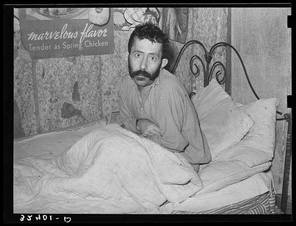 Mexican with advanced case of tuberculosis. He was in bed at home with other members of the family sleeping and living in…