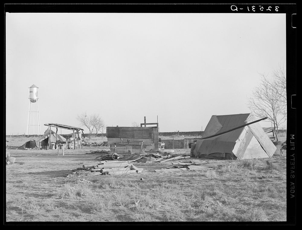 [Untitled photo, possibly related to: Camp of Mexican laborers working in and around El Indio, Texas. El Indio is a real…