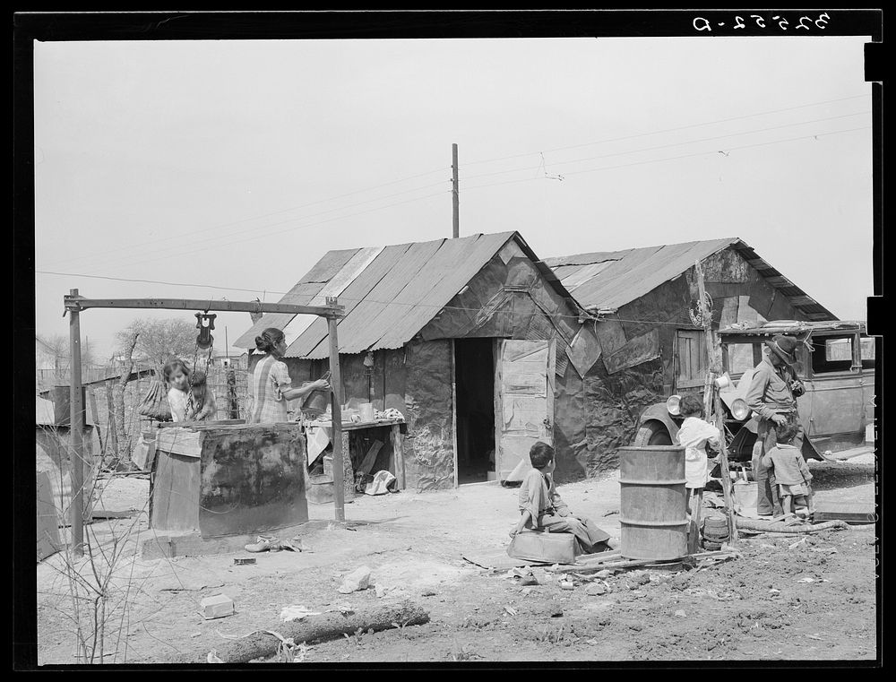 House and yard of Mexican family. San Antonio, Texas by Russell Lee