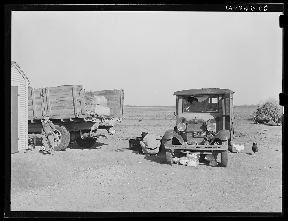 [Untitled photo, possibly related to: Pump house on farm. The camp of a brother who came to El Indio to look over the land…