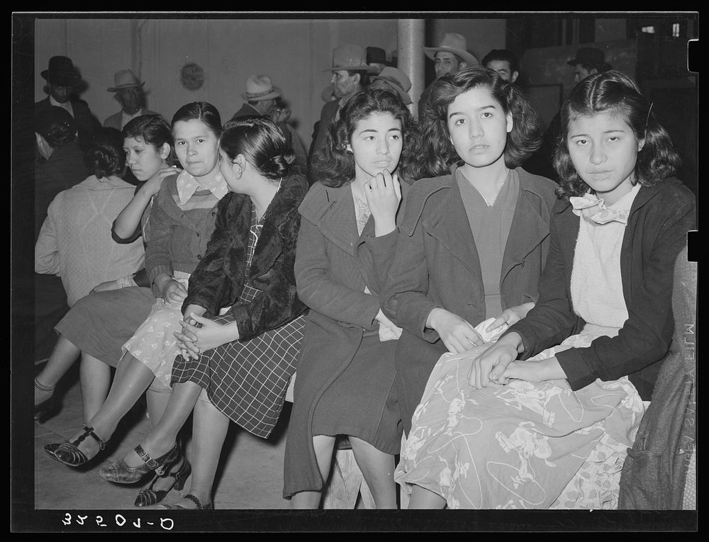 Mexican pecan workers waiting in union hall for assignment to work. San Antonio, Texas by Russell Lee