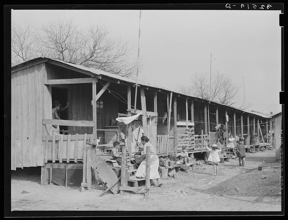 Row of houses facing on corral. San Antonio, Texas by Russell Lee