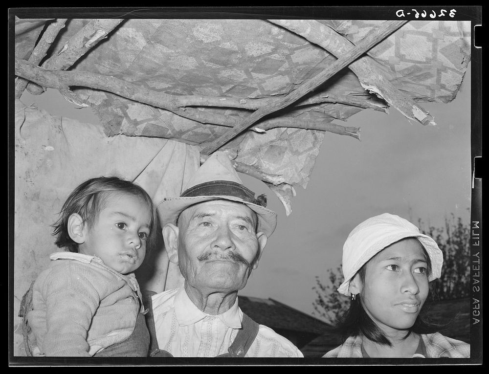 Mexican father, daughter and grandchild in shack home. San Antonio, Texas by Russell Lee