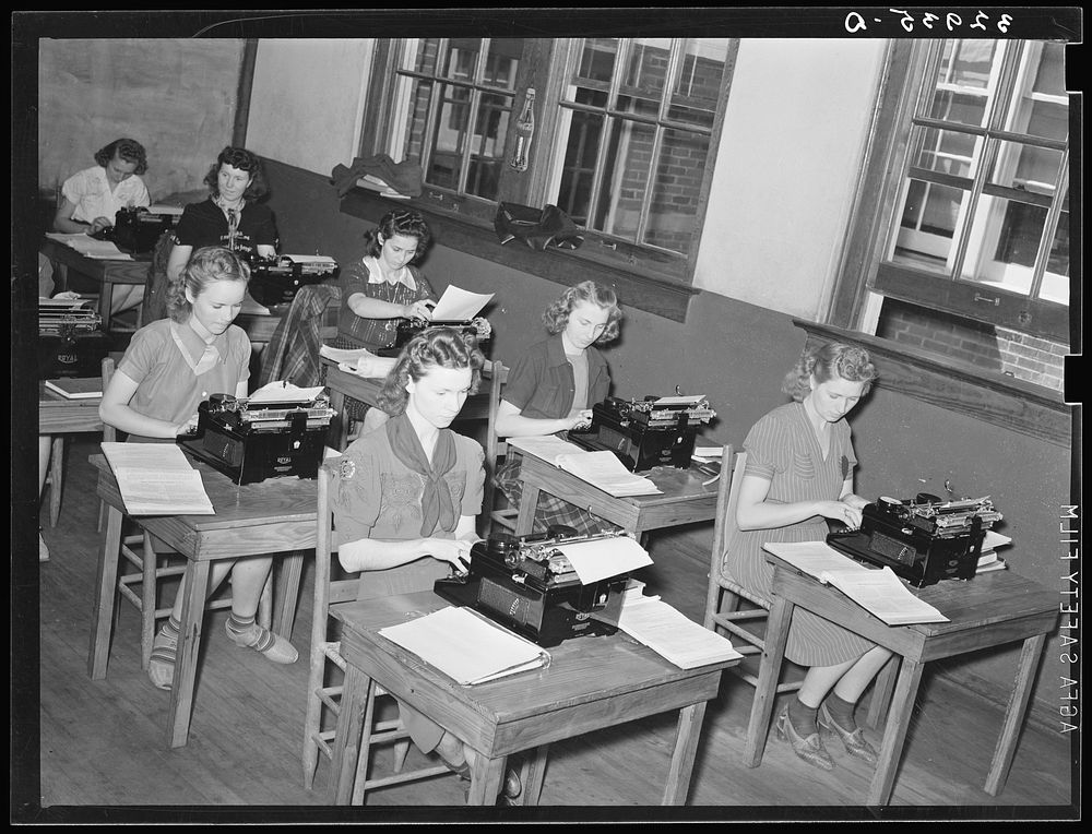 Typewriting class. San Augustine, Texas, high school by Russell Lee