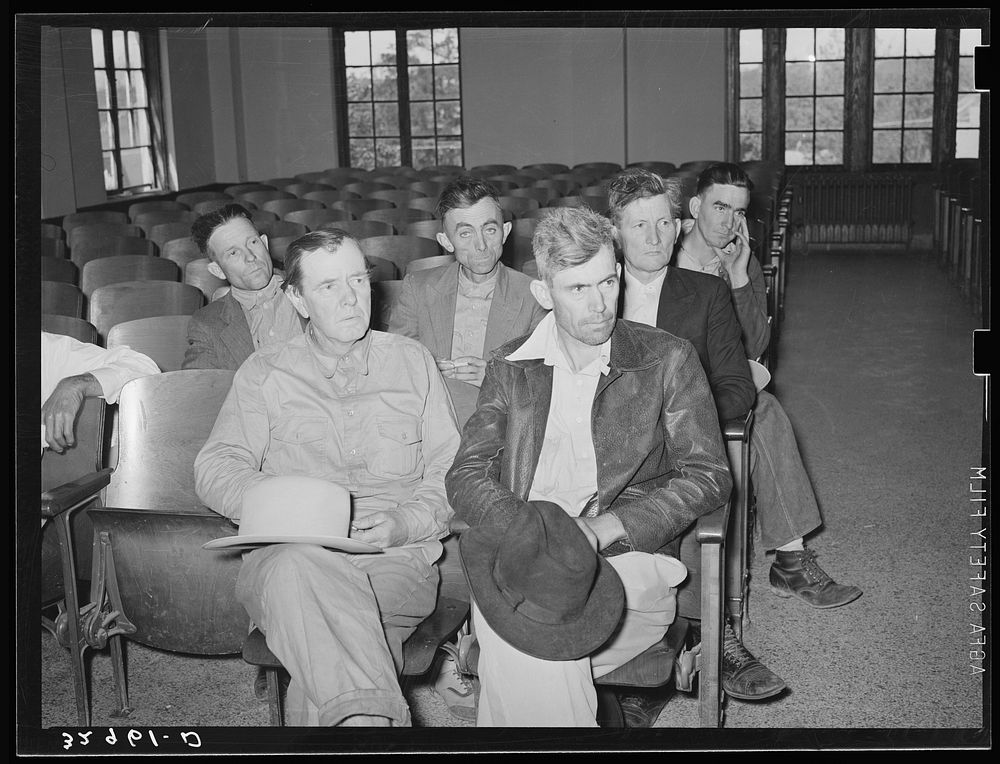 Meeting of county school commissioners. San Augustine, Texas by Russell Lee