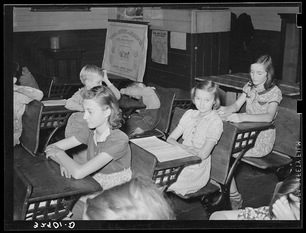 Children in rural school. San Augustine County, Texas. Girl in center has hookworm by Russell Lee
