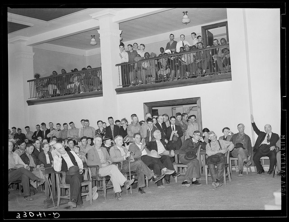 Mass meeting. San Augustine, Texas. Notice that balcony is reserved for es by Russell Lee