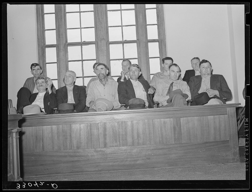 County commissioners at mass meeting. San Augustine, Texas by Russell Lee