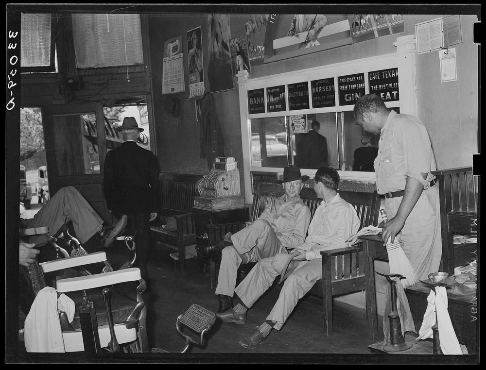 Scene in barber shop. San Augustine, Texas by Russell Lee