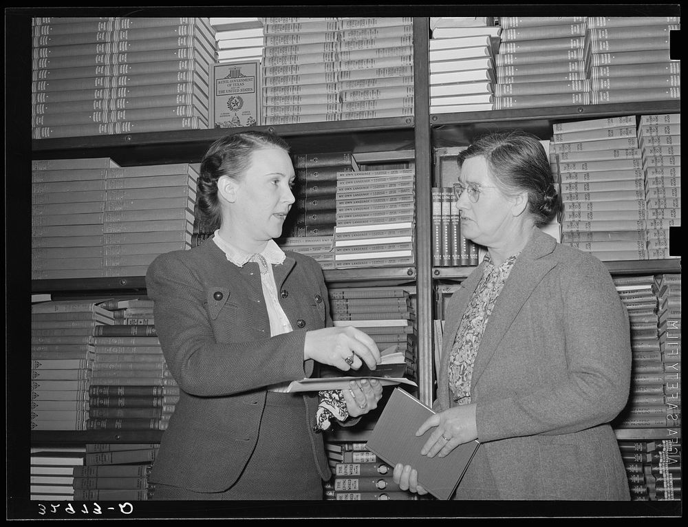County superintendent of schools and her assistant. San Augustine, Texas by Russell Lee