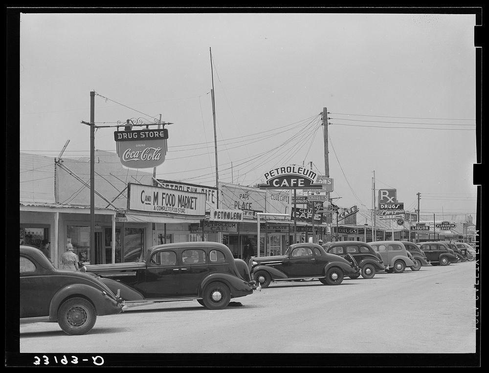 [Untitled photo, possibly related to: Main street of Crane, Texas] by Russell Lee