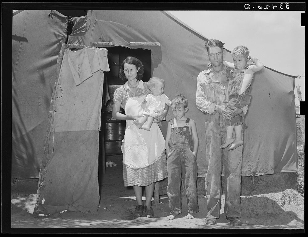 Day laborer and his family who live in the Arkansas River bottoms near Webbers Falls, Oklahoma. This entire family was…
