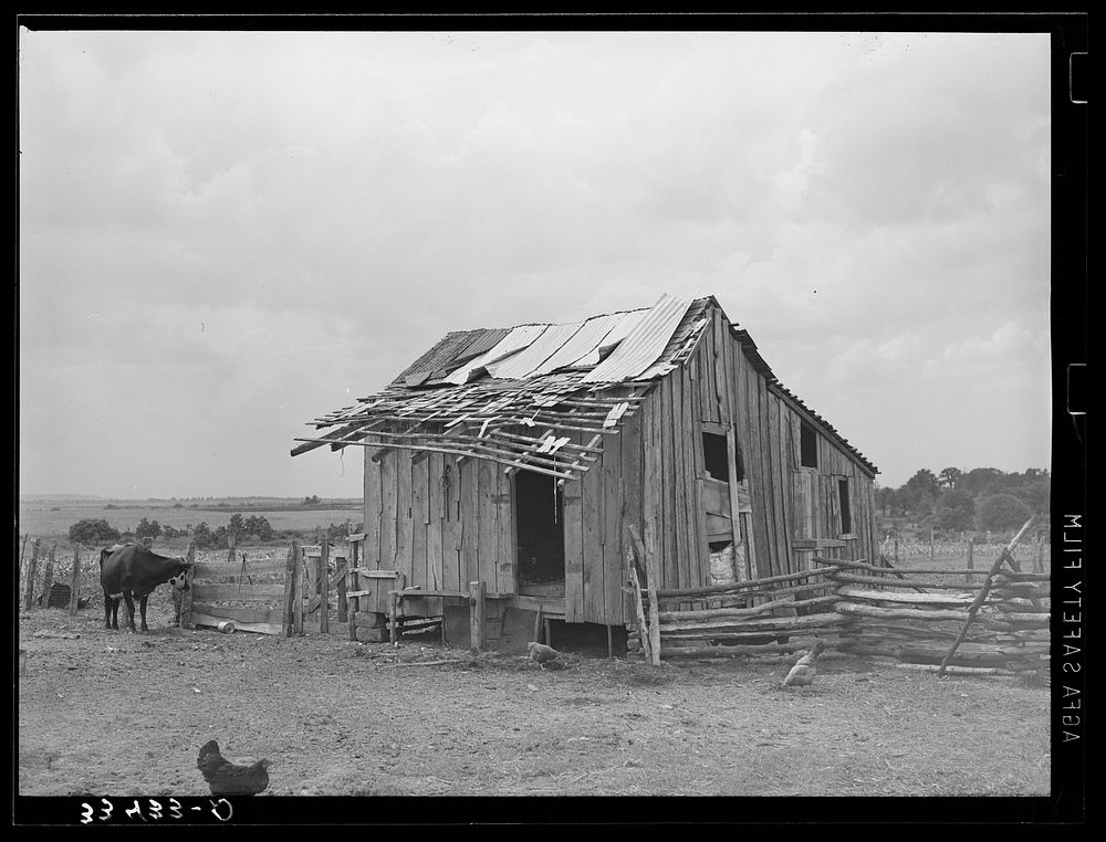 Barn of tenant farmer near Warner, Oklahoma by Russell Lee