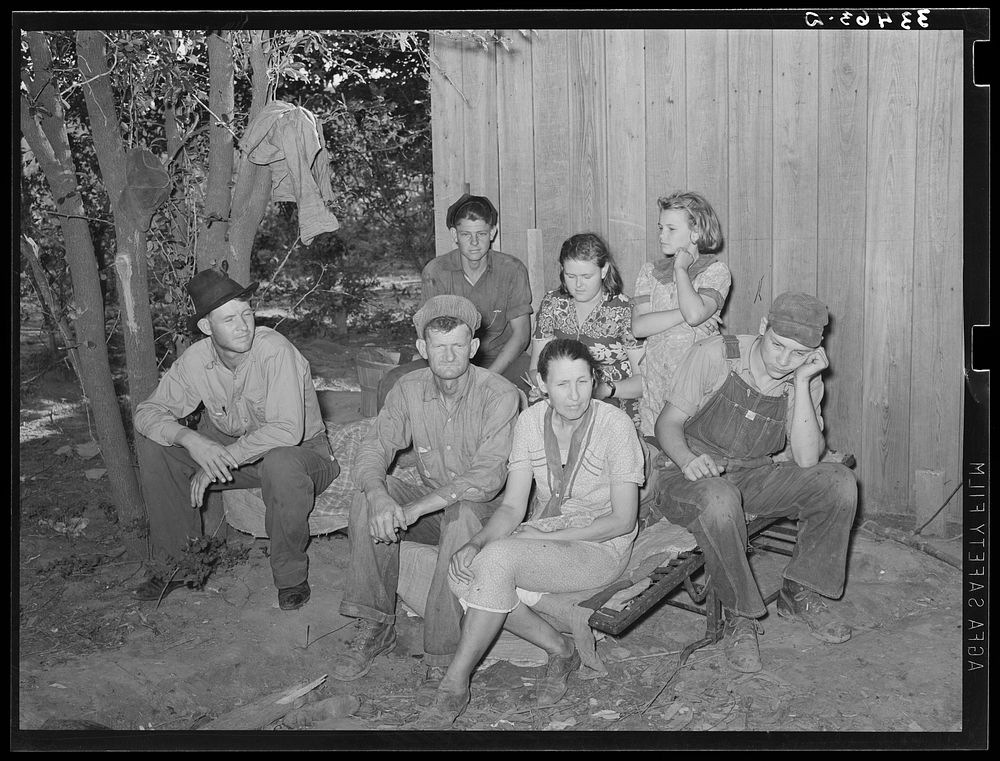 Family of migrant workers living near Muskogee. Muskogee County, Oklahoma by Russell Lee