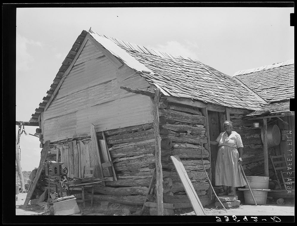 Home of  woman who owned a small farm which her grown sons operated in the Arkansas River bottom near Vian, Oklahoma by…