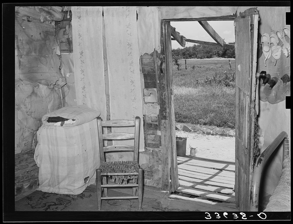 [Untitled photo, possibly related to: Interior of  agricultural day laborer's home near Vian, Oklahoma. Sequoyah County] by…