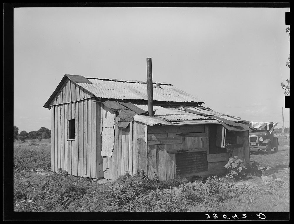 Home of agricultural day laborer near Tullahassee, Oklahoma. Wagoner County by Russell Lee