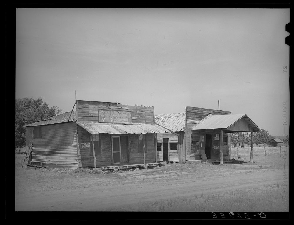 [Untitled photo, possibly related to: Old store in Akins, Oklahoma, now used as living quarters] by Russell Lee