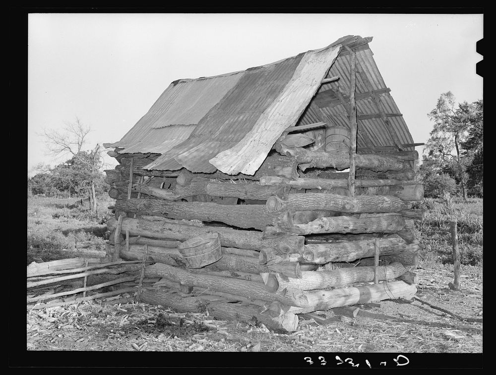 Shed of Indian agricultural worker. McIntosh County, Oklahoma by Russell Lee