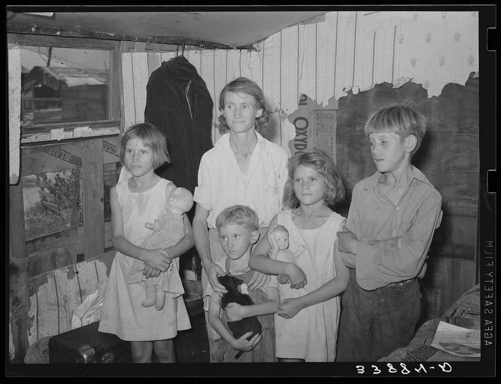 Family living in Mays Avenue camp. Oklahoma City, Oklahoma. Refer to general caption no. 21 by Russell Lee