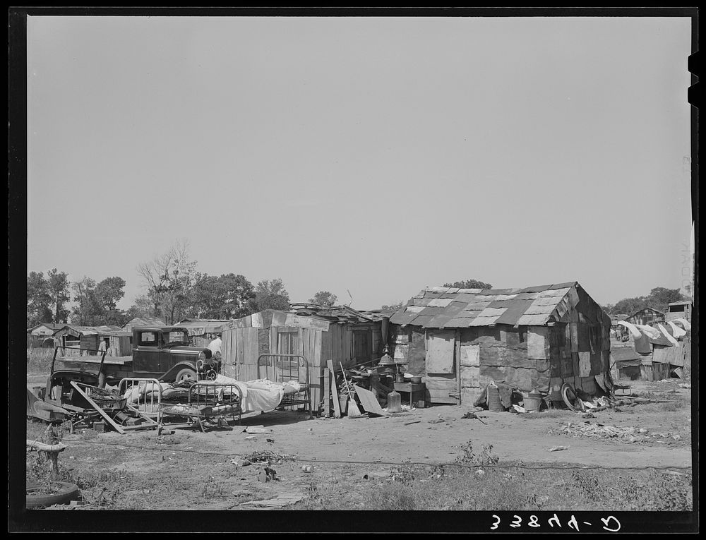 Shack home of family living in community camp. Oklahoma City, Oklahoma. Refer to general caption no. 21 by Russell Lee