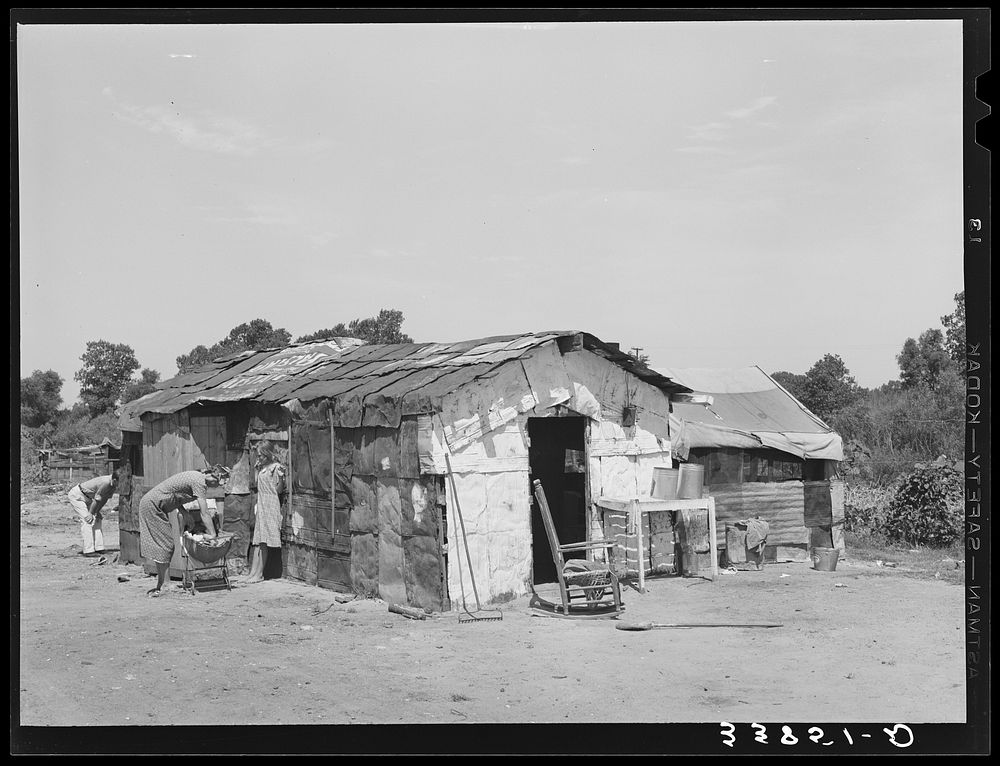 Home of family living in Mays Avenue camp. Oklahoma City, Oklahoma. Refer to general caption no. 21 by Russell Lee