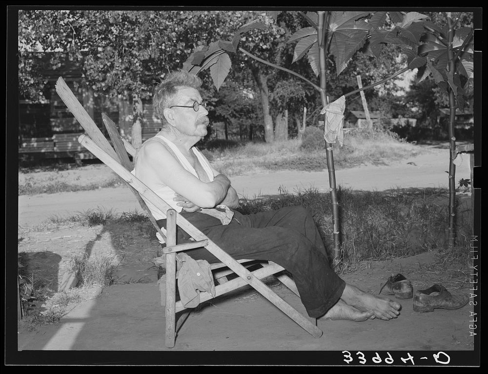 Old German living in community camp. Oklahoma City, Oklahoma. He moved to the state in its young days and watched the state…