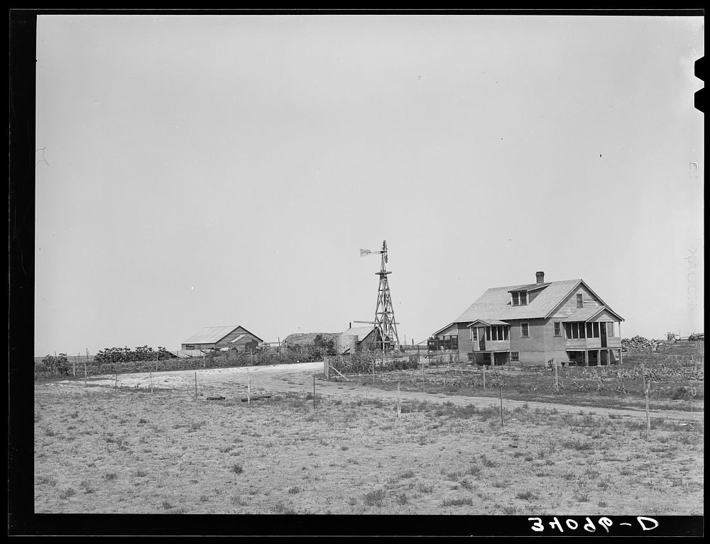 Farmstead of William Rall, FSA (Farm Security Administration) client, in Sheridan County, Kansas by Russell Lee