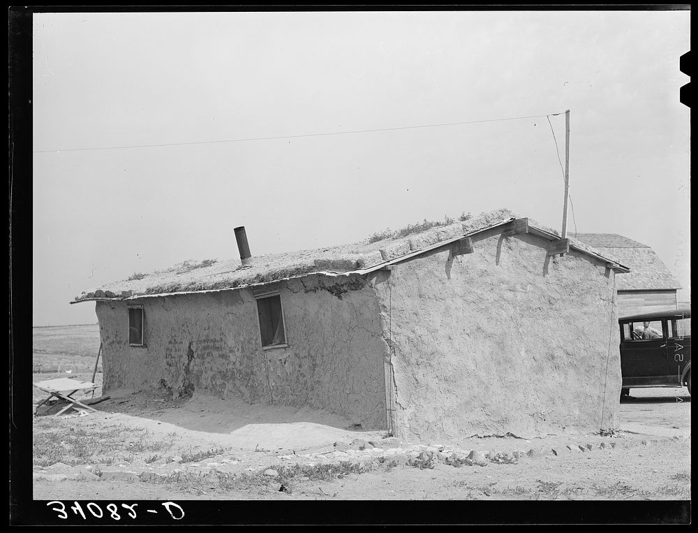 [Untitled photo, possibly related to: Sod house of the Schoenfeldts, FSA (Farm Security Administration) clients. Sheridan…